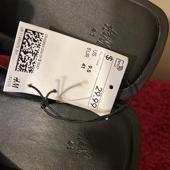 H&M Womens Slides Sandals Black Knot Front Slip Ons 9.5 - Picture 3 of 8